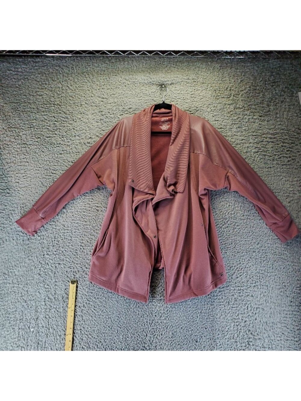 Tahari Sport Jacket Womens 1X Dusty Pink Casual Lightweight Open Front Draped Co